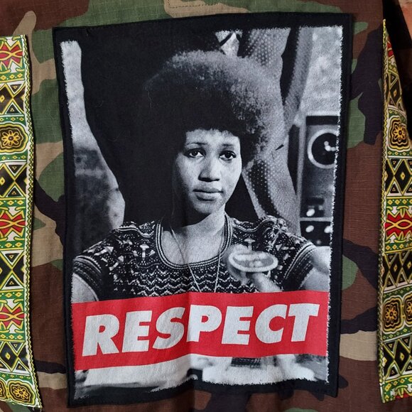 Poet Roni Girl Camo Camouflage Jacket Coat w/Aretha Franklin - Picture 3 of 9